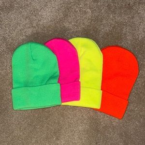 4 PACK NEON BEANIES